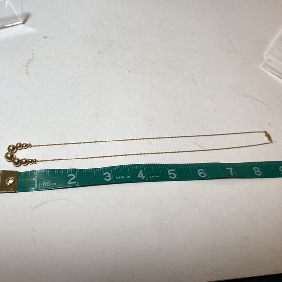 14K Yellow Gold Add A Bead Chain Necklace 9 Graduated Beads 18" Long Fine 3 Gm - Picture 6 of 6
